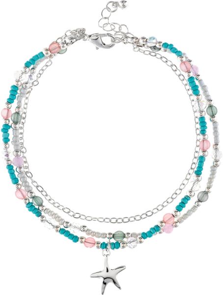 Rain Jewelry | Silver Blue Mix Starfish Charm Anklet