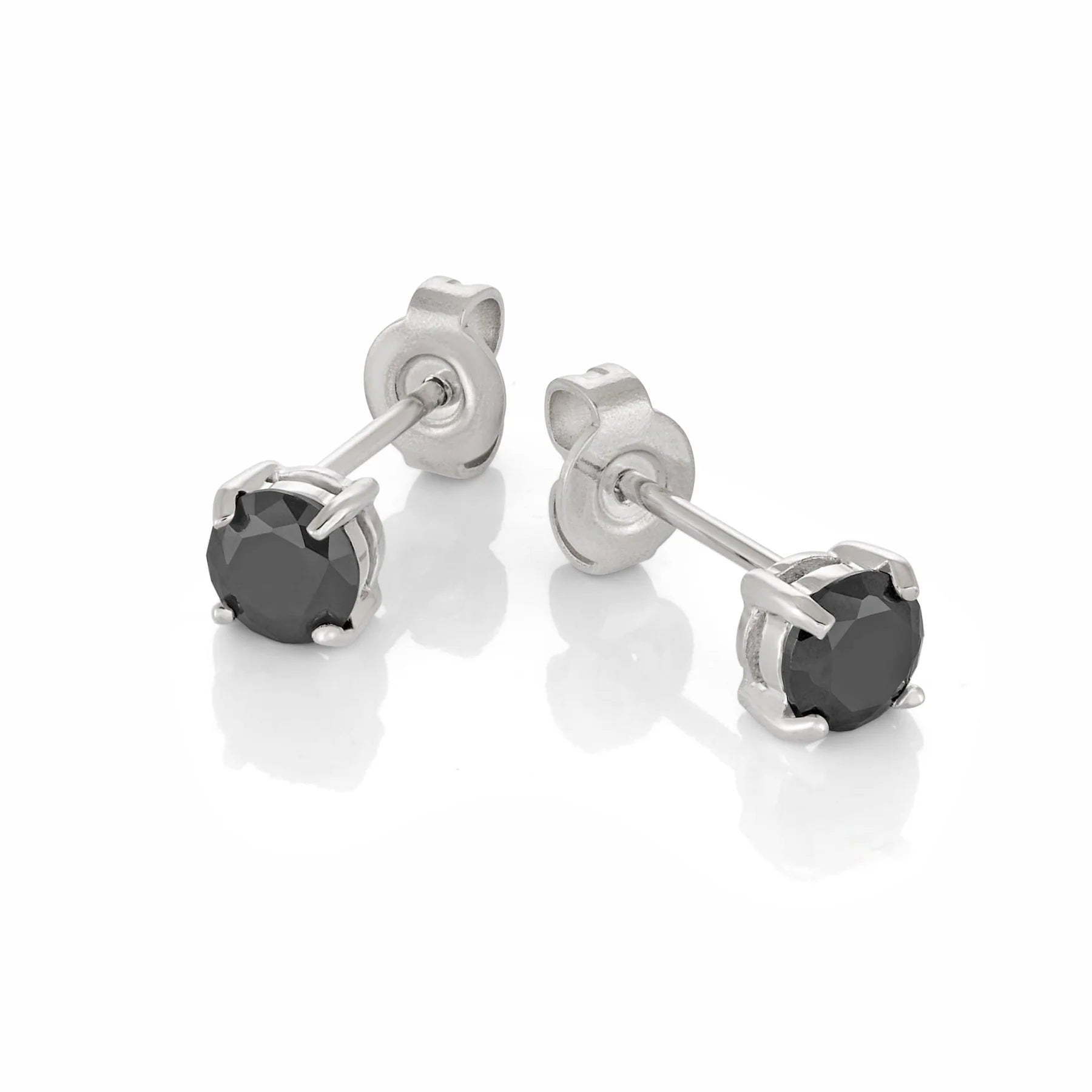 Italgem | Stainless Steel | Black CZ Stud Earrings | 6mm