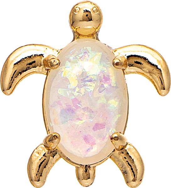 Rain Jewelry | Gold White Opal Gem Turtle Post Earring
