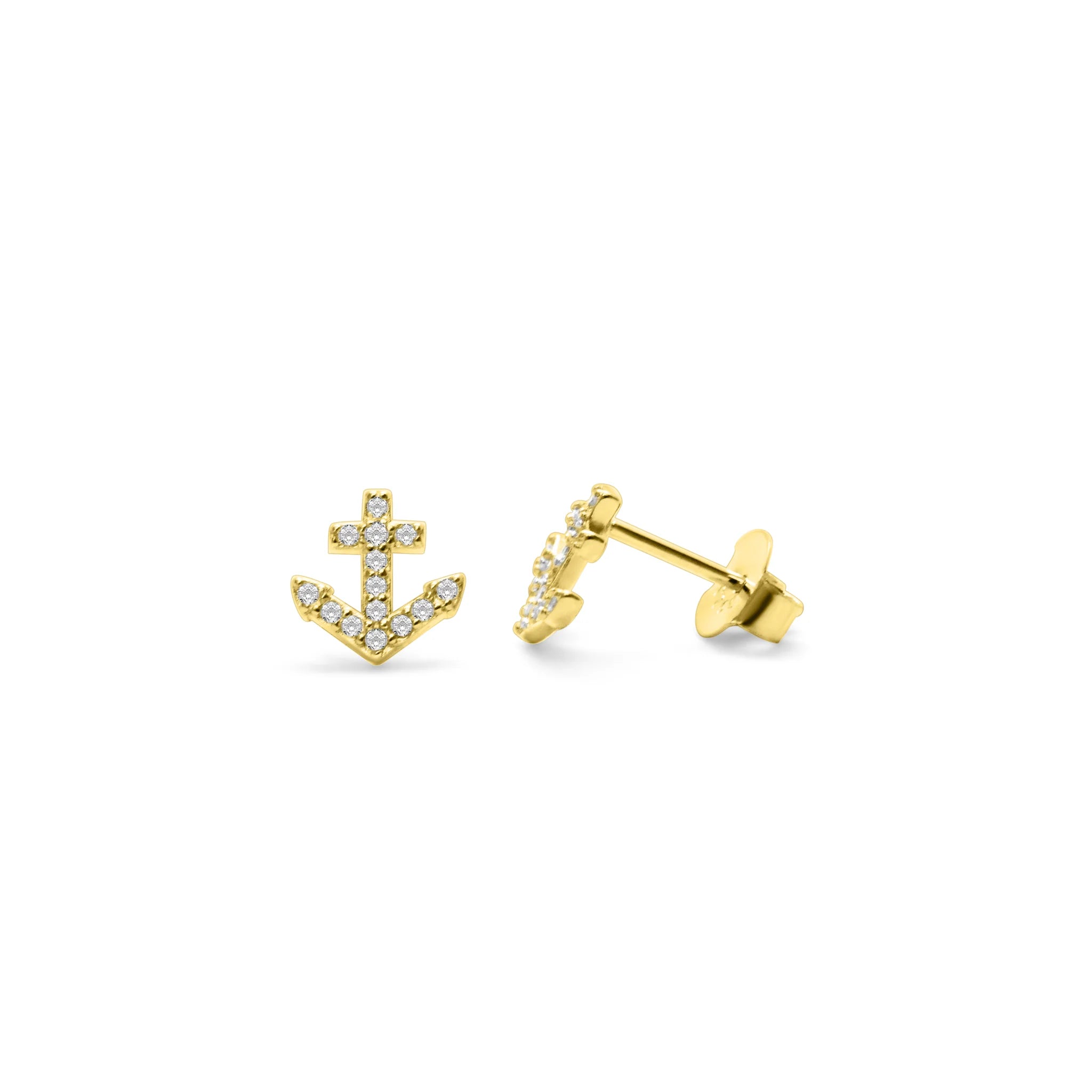Pave Anchor Stud Earring
