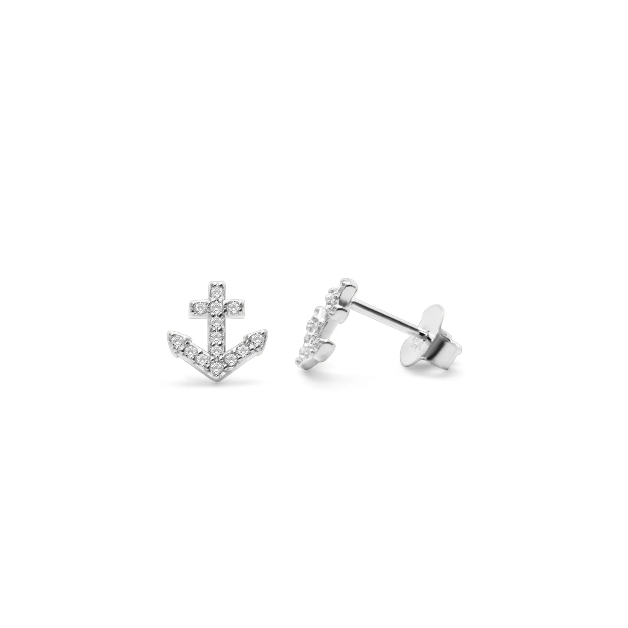 Pave Anchor Stud Earring