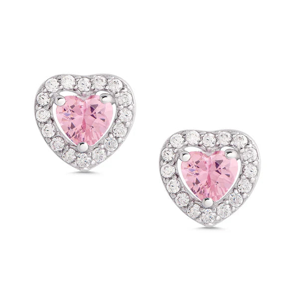 Lily Nily | CZ Heart Halo Stud Earrings