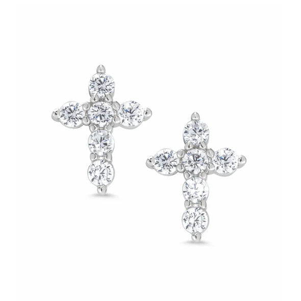 Lily Nily | CZ Cross Stud Earrings in Sterling Silver