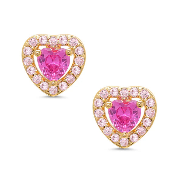 Lily Nily | CZ Heart Halo Stud Earrings
