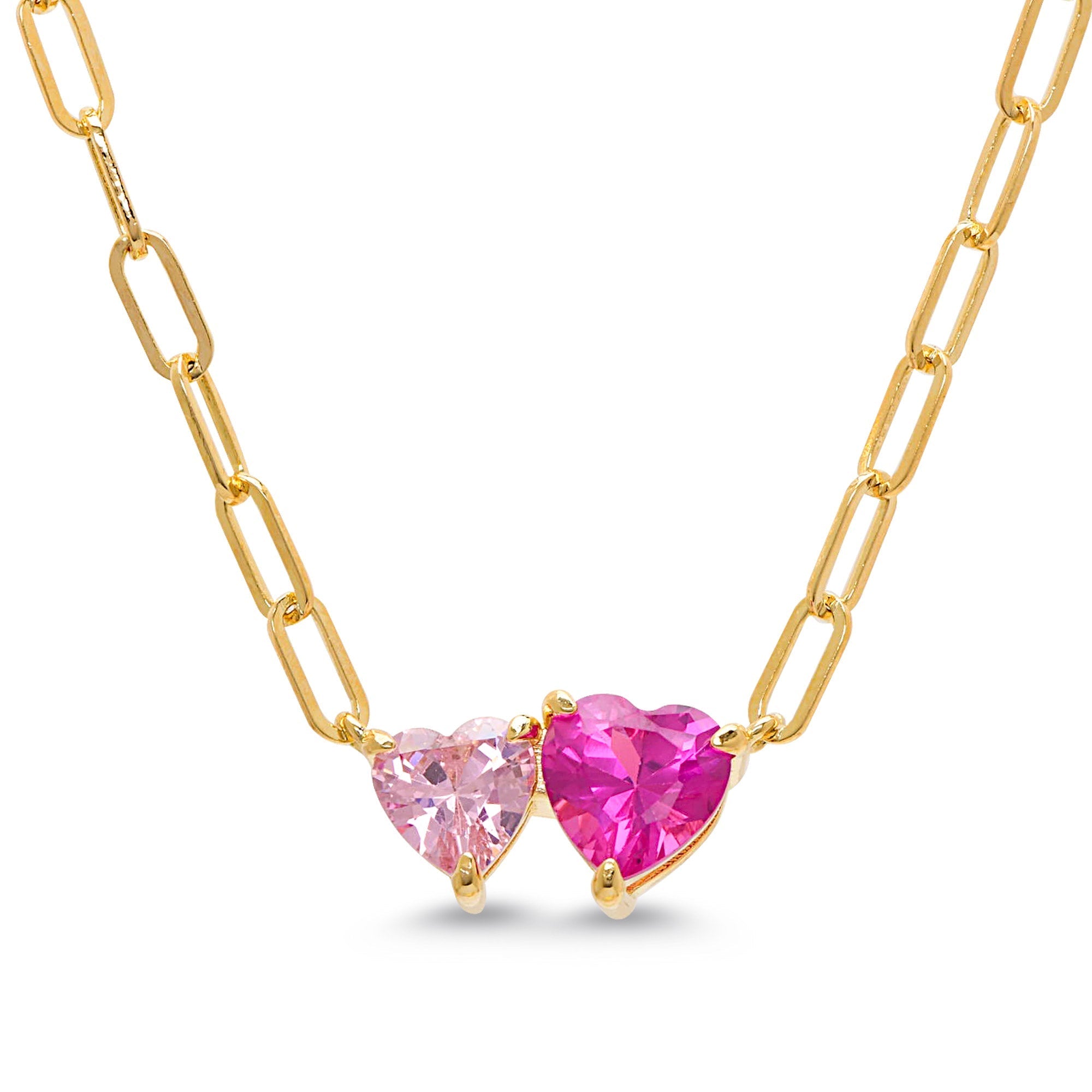 Cubic Zirconia Double Hearts Necklace