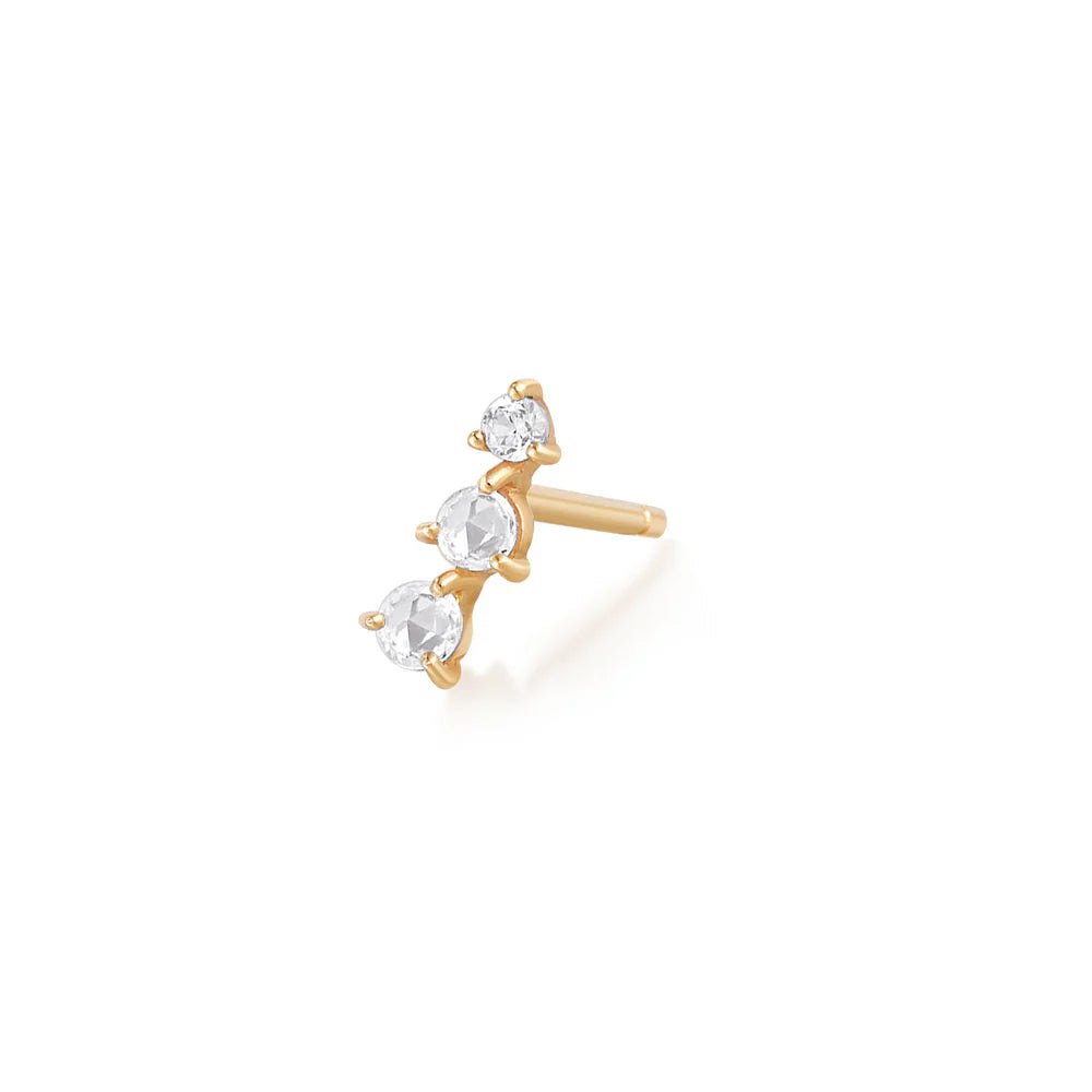 Aurelie Gi | Clara | Rose Cut Triple White Sapphire Stud Earring