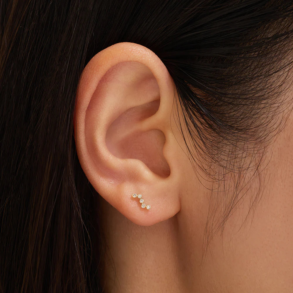 Aurelie Gi | Eloise | Natural Diamond Large Wave Stud Earring 0.03ct