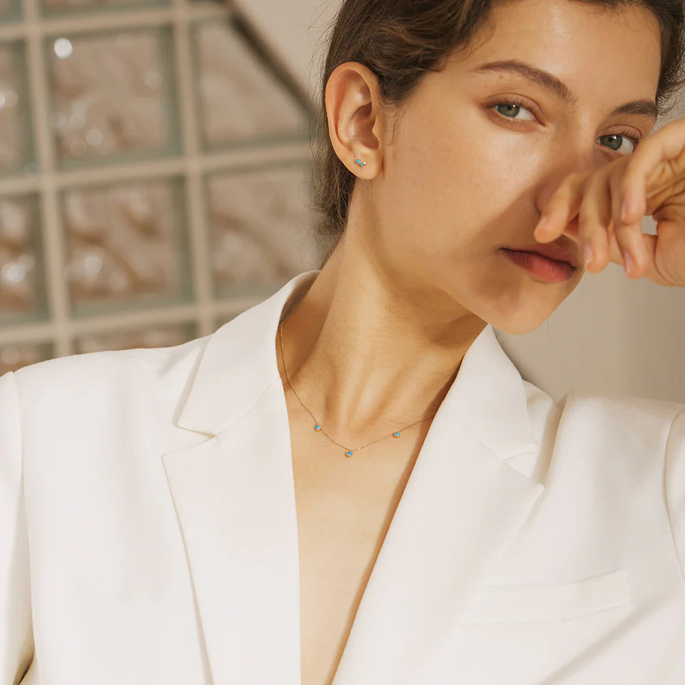Aurelie Gi | Amira | Turquoise and White Sapphire Waterfall Single Earring