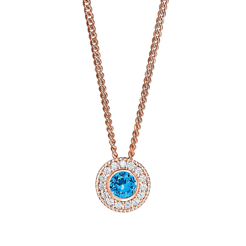 Micropave Round Simulated Pendant with Simulated Diamonds