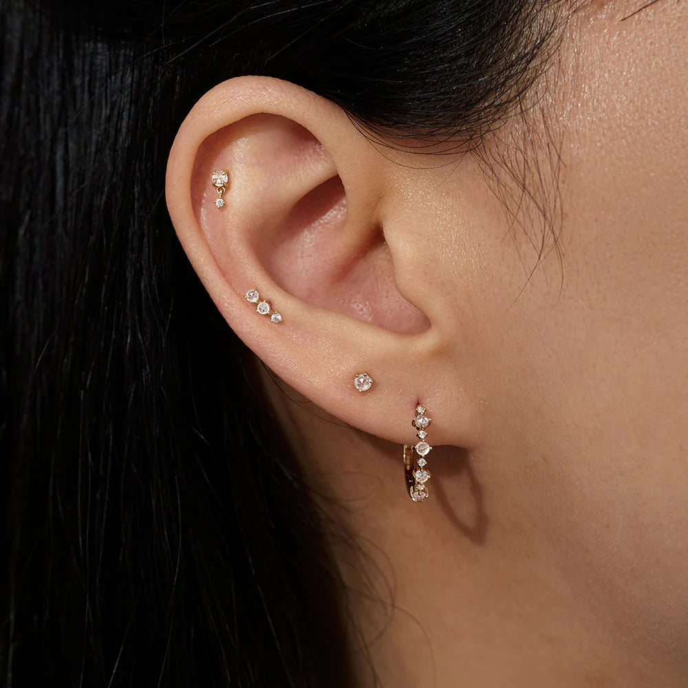 Aurelie Gi | Ida | Rose Cut White Sapphire Stud Earrings