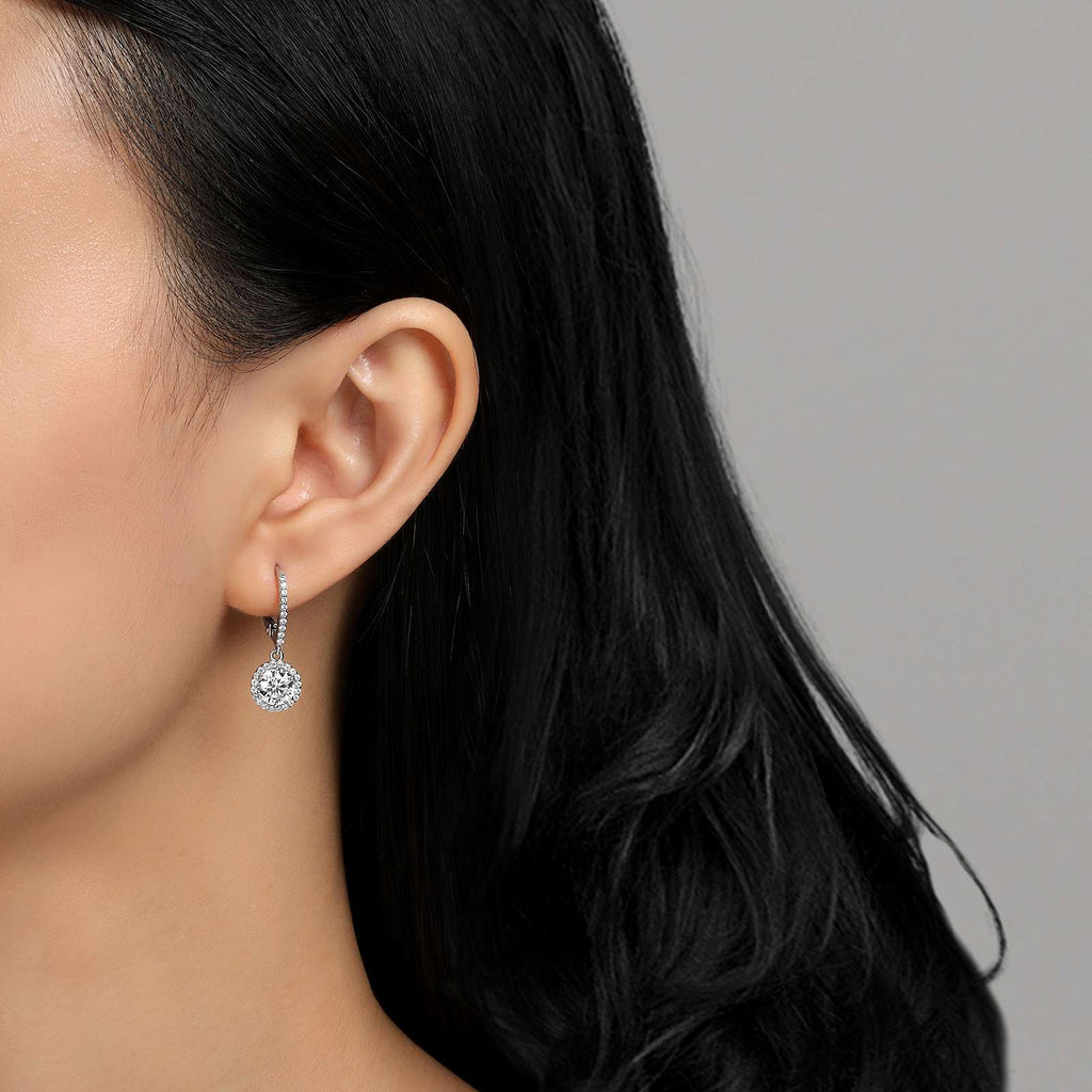 Halo Drop Earrings 2.72ct