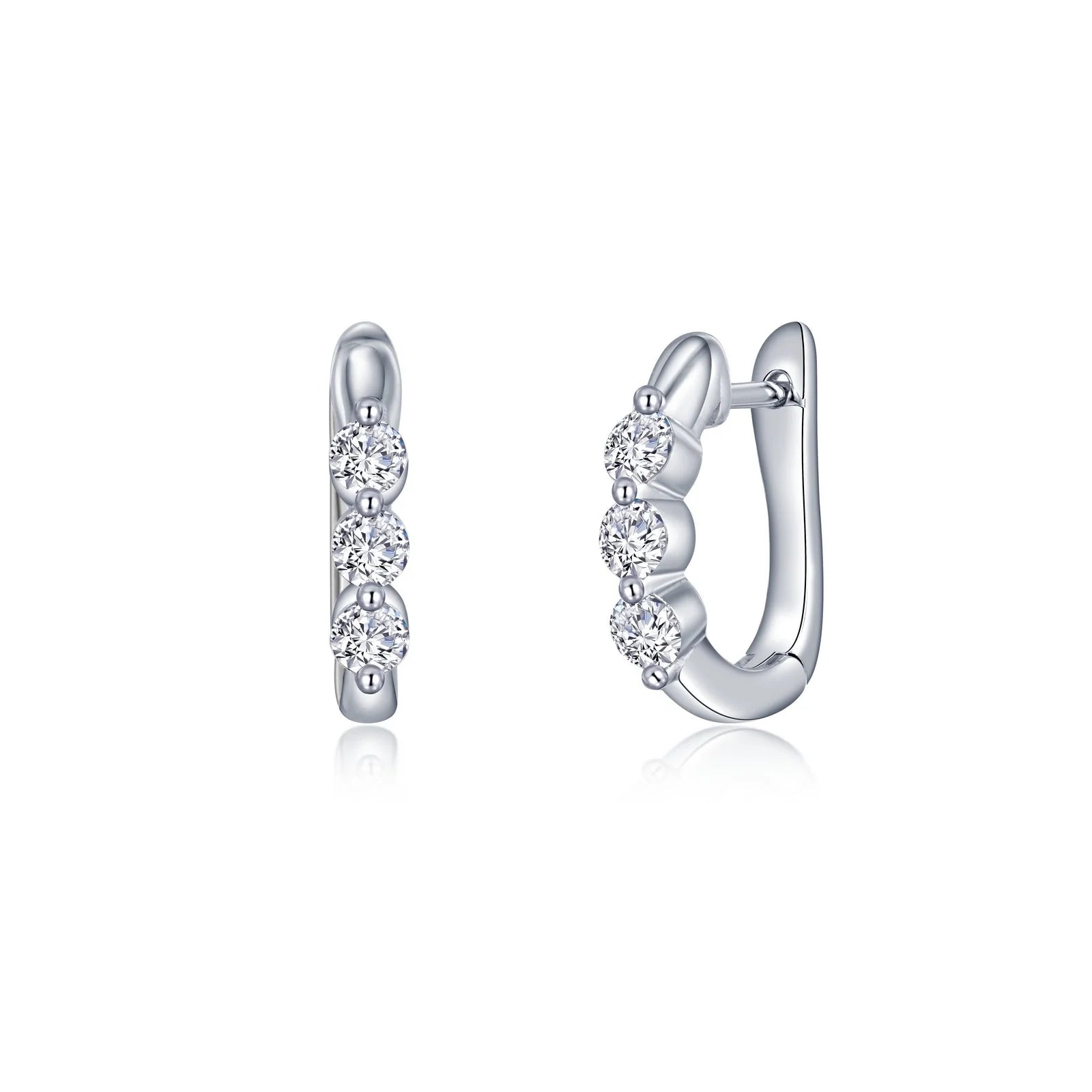 3-Stone Huggie Hoop Earrings 0.66ct