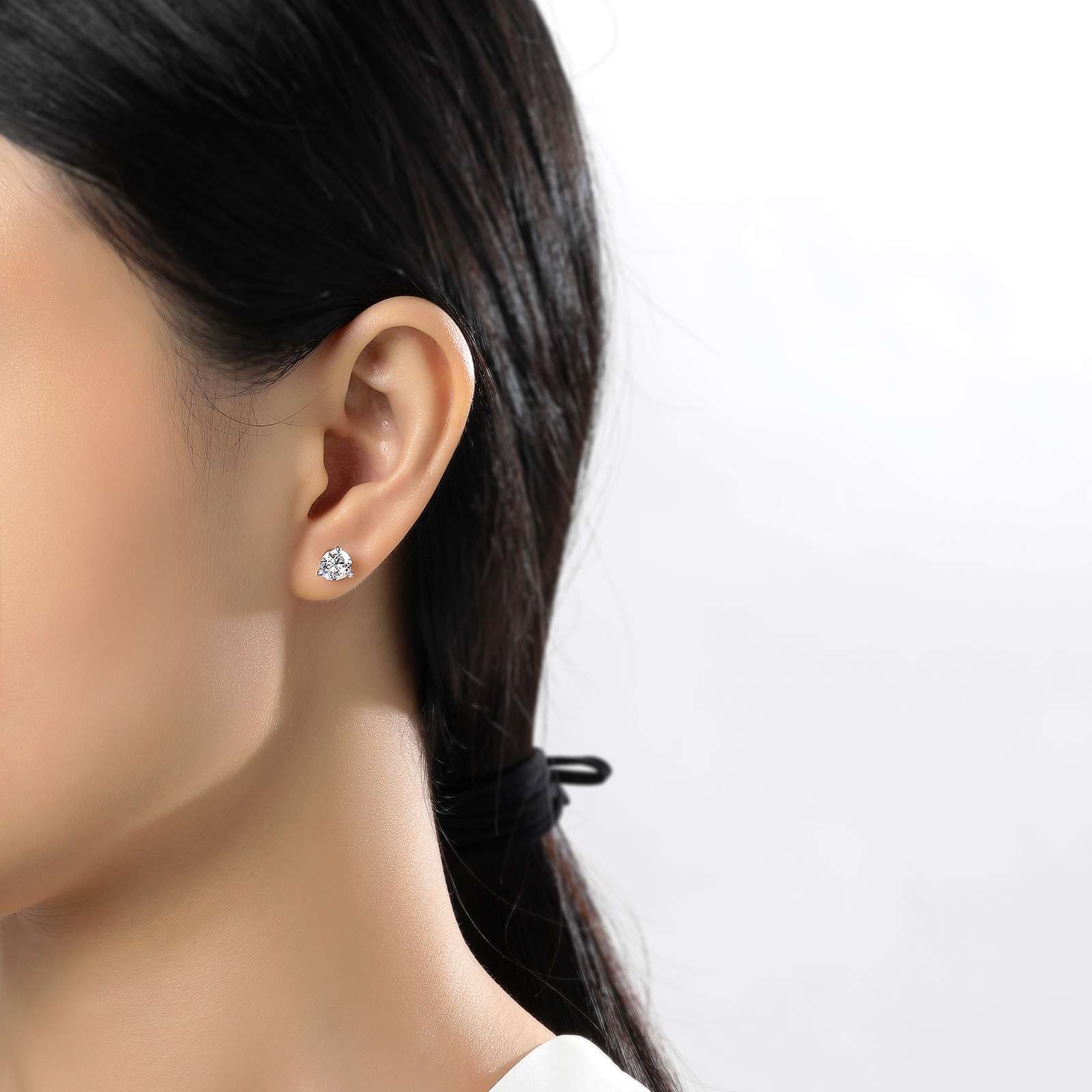 3 CTW 3 Prong Martini Stud Earrings