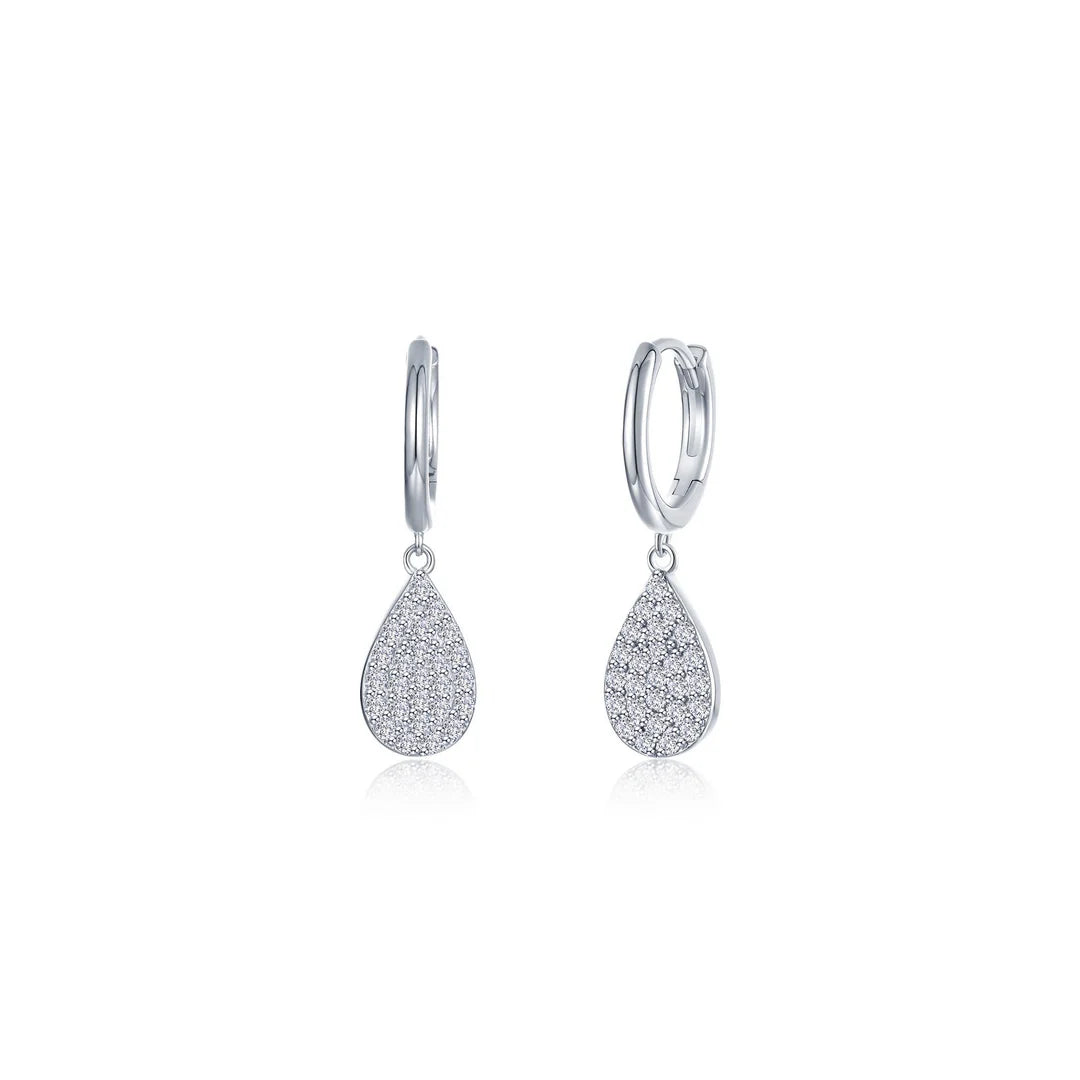Pave Teardrop Dangle Earrings 0.56ct