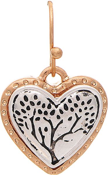 Engraved Tree Heart Earrings