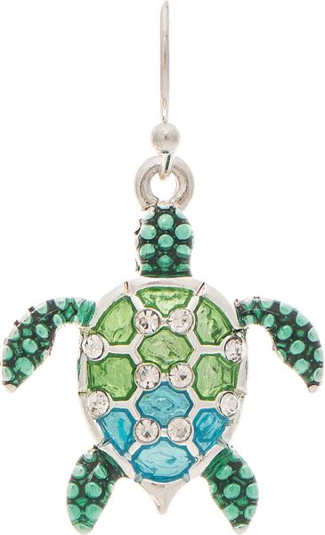 Rain Jewelry | Silver Green Blue Sparkly The Turtle Earring