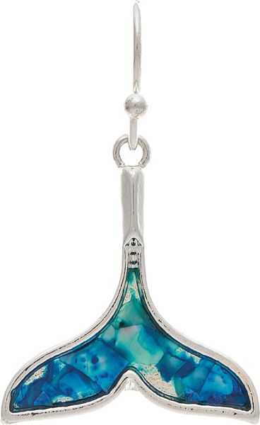 Rain Jewelry | Silver Bluewater Inlay Whale Tail Earring