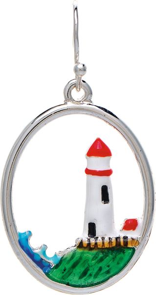 Rain Jewelry | Oval Lighthouse Scene Earrings
