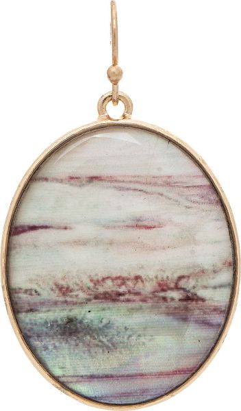 Rain Jewelry | Marbelized Shell Oval Earrings