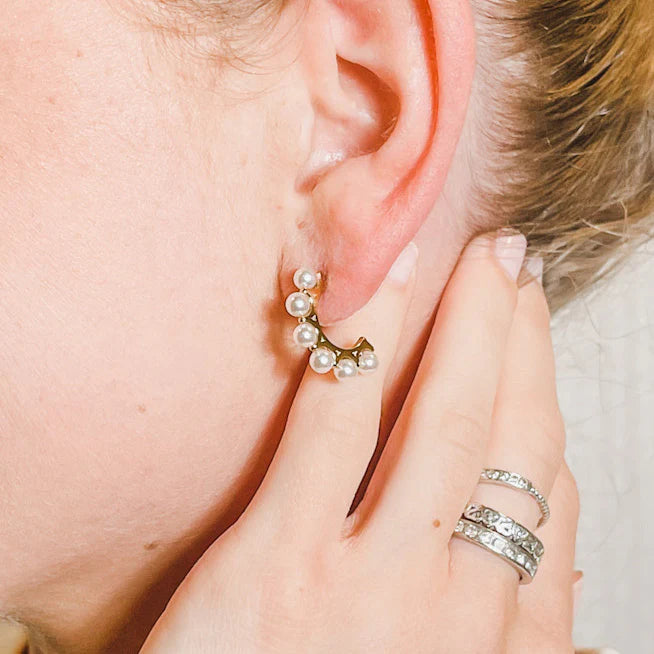 Pearl Huggie Hoops