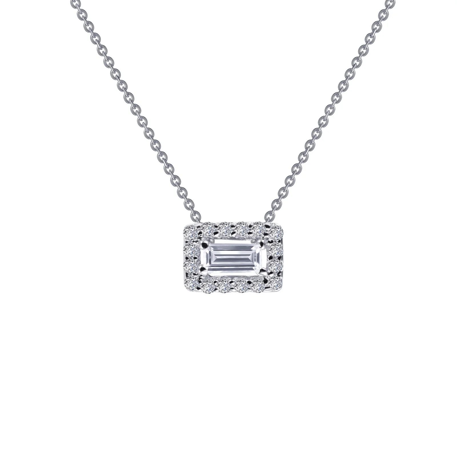 Lafonn | Baguette Halo Necklace | 0.26ct