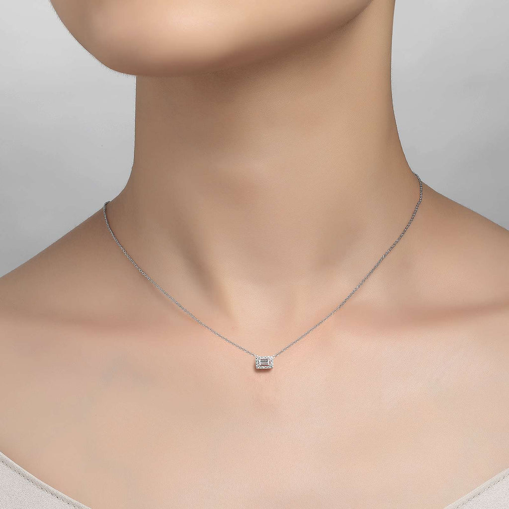 Lafonn | Baguette Halo Necklace | 0.26ct