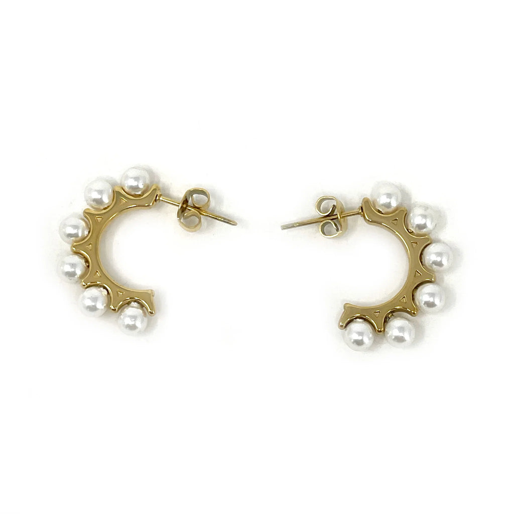 Pearl Huggie Hoops