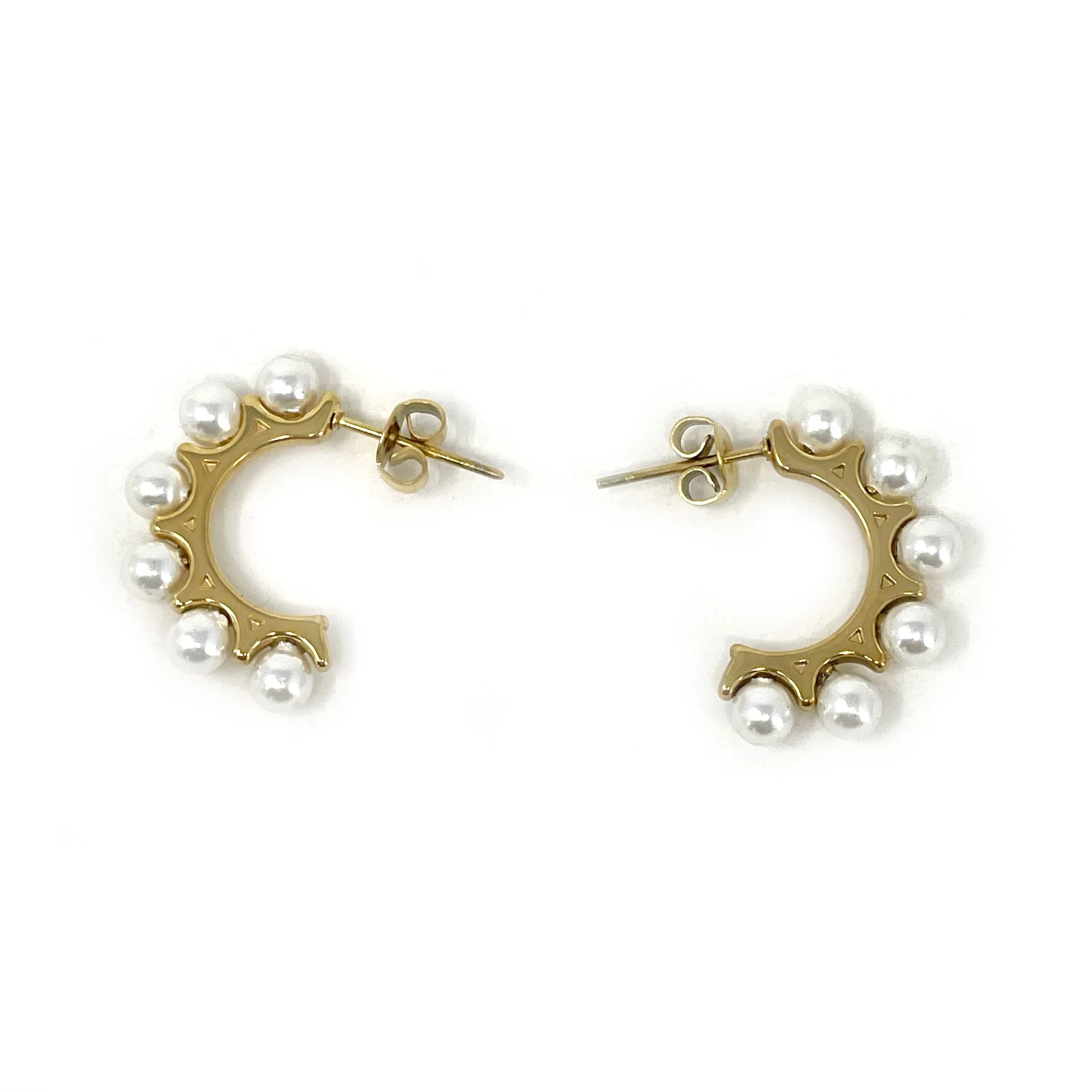 Pearl Huggie Hoops