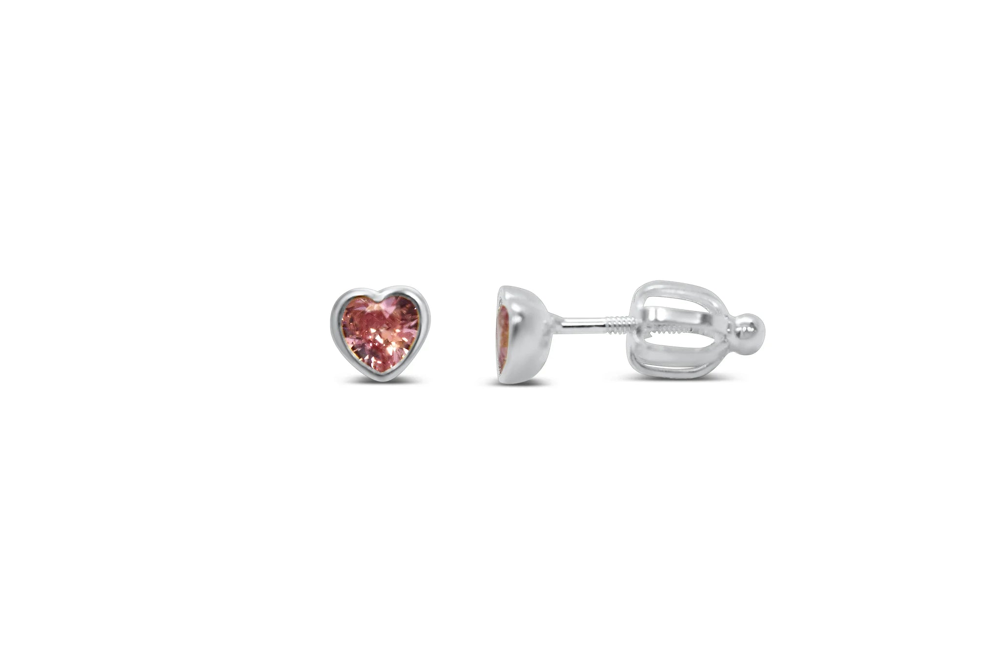 Stia Girl | Pink Bezel Heart CZ Stud Earring