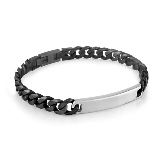 Italgem | Curb Two-Tone ID Plate Bracelet