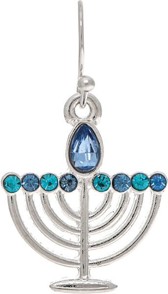 Rain Jewelry | Blue Sparkle Menorah Earring