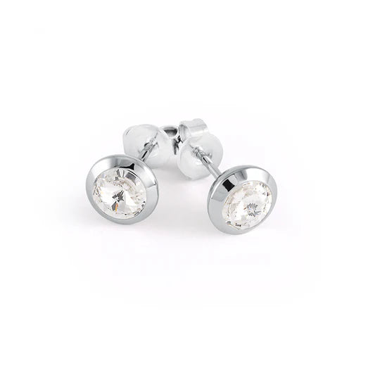 Stainless Steel | Cubic Zirconia | Bezel Stud Earrings