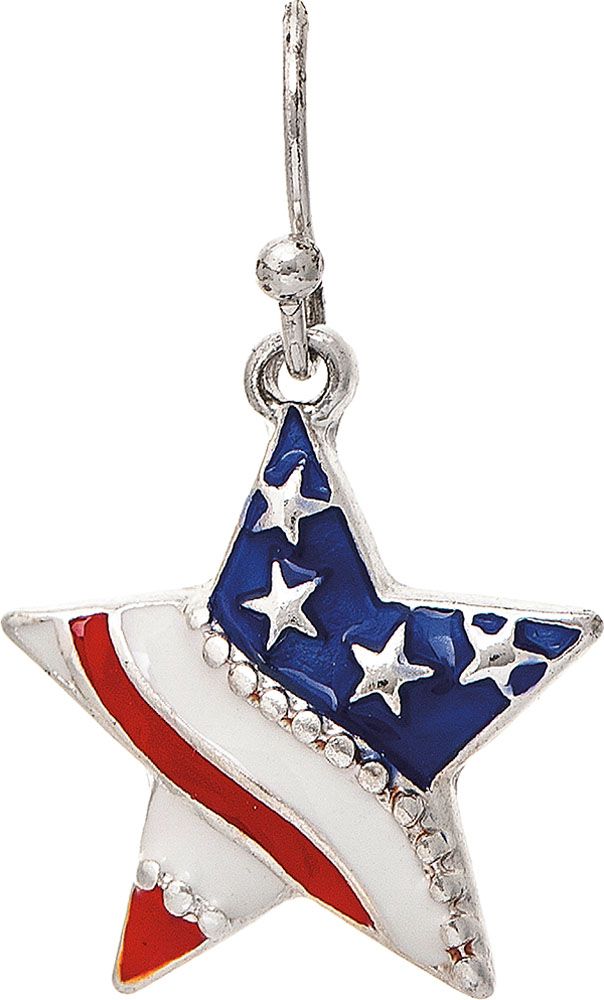Rain Jewelry | Waving American Flag Star Earrings