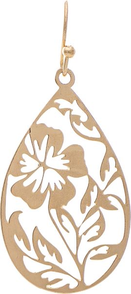 Rain Jewelry | Gold Floral Cutout Small Teardrop Earrings