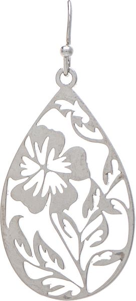 Rain Jewelry | Silver Floral Cutout Small Teardrop Earrings