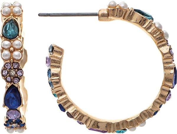 Rain Jewelry | Gold Multicolor Crystal Bits & Baubles Post Hoop Earrings