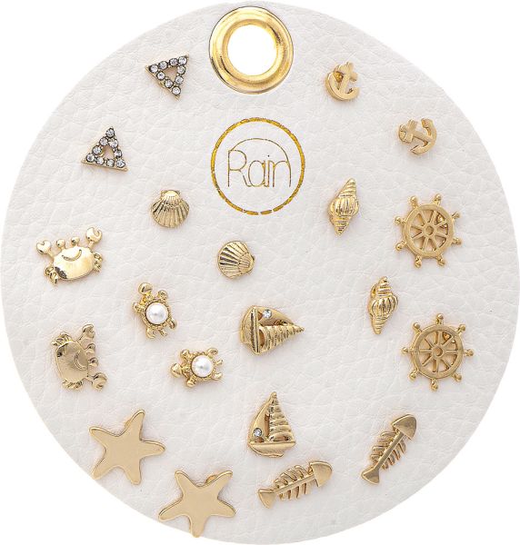 Rain Jewelry | Gold 10 Pair Beach Life Post Earring Set